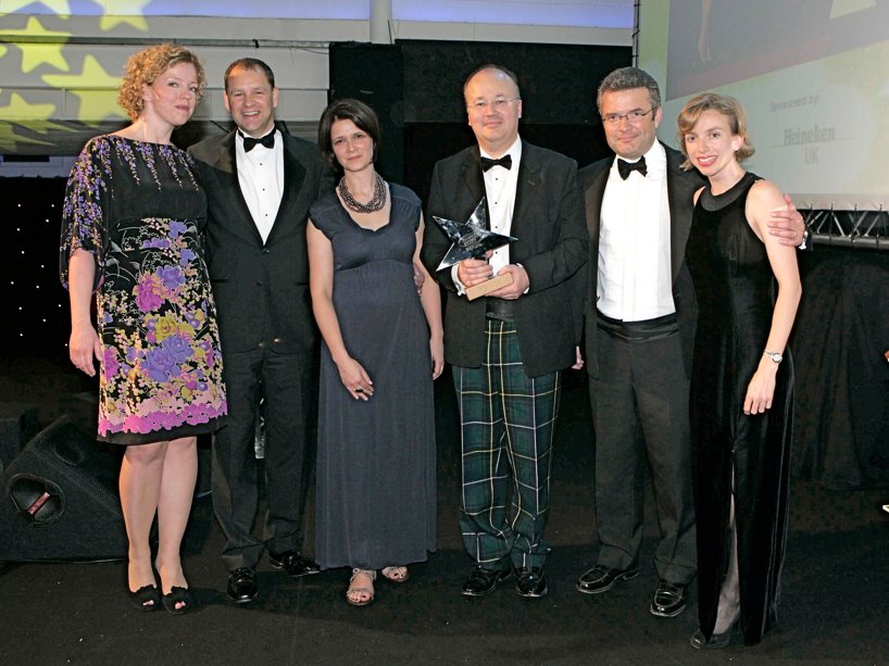 The Union team, including Kyle Hardie, Beverley Hart, Ian McAteer and Gus Chalmers, collecting the Agency of the Year Award.