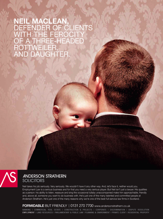 Man holding baby, baby head over man's shoulder ad campaign