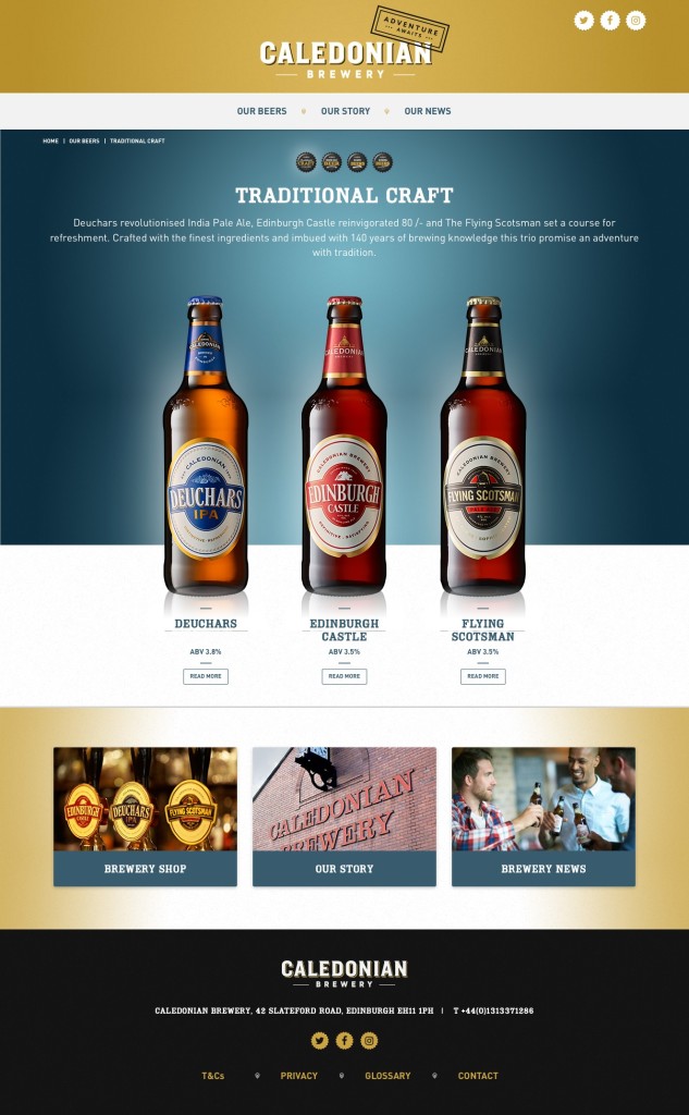 Screen shot of Caledonian Brewery website