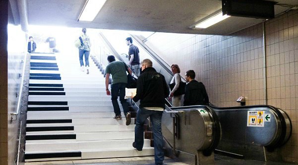 Piano stair case in underground area