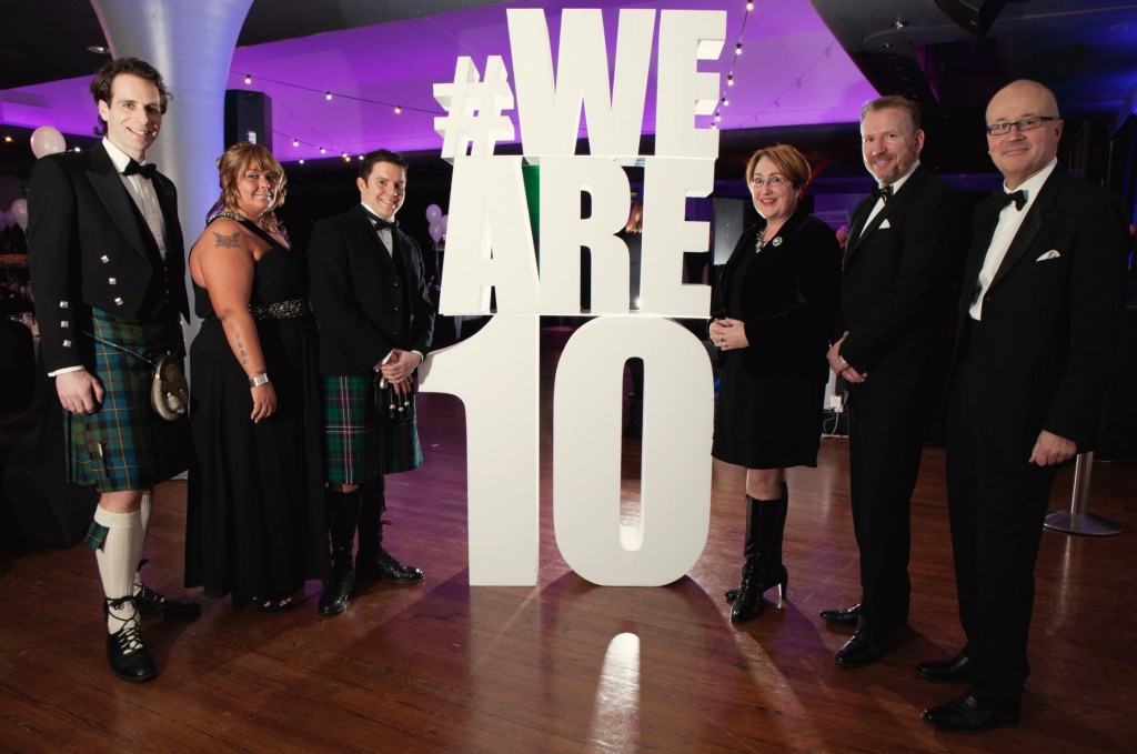 Speakers at the 10th Anniversary Dinner (L-R): Mark Beaumont, Natashofa Easton, Paul Reddish, Annabelle Ewing, Andy Nicol and Ian McAteer.