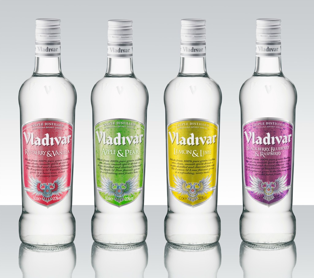 Four bottles of flavoured vodka