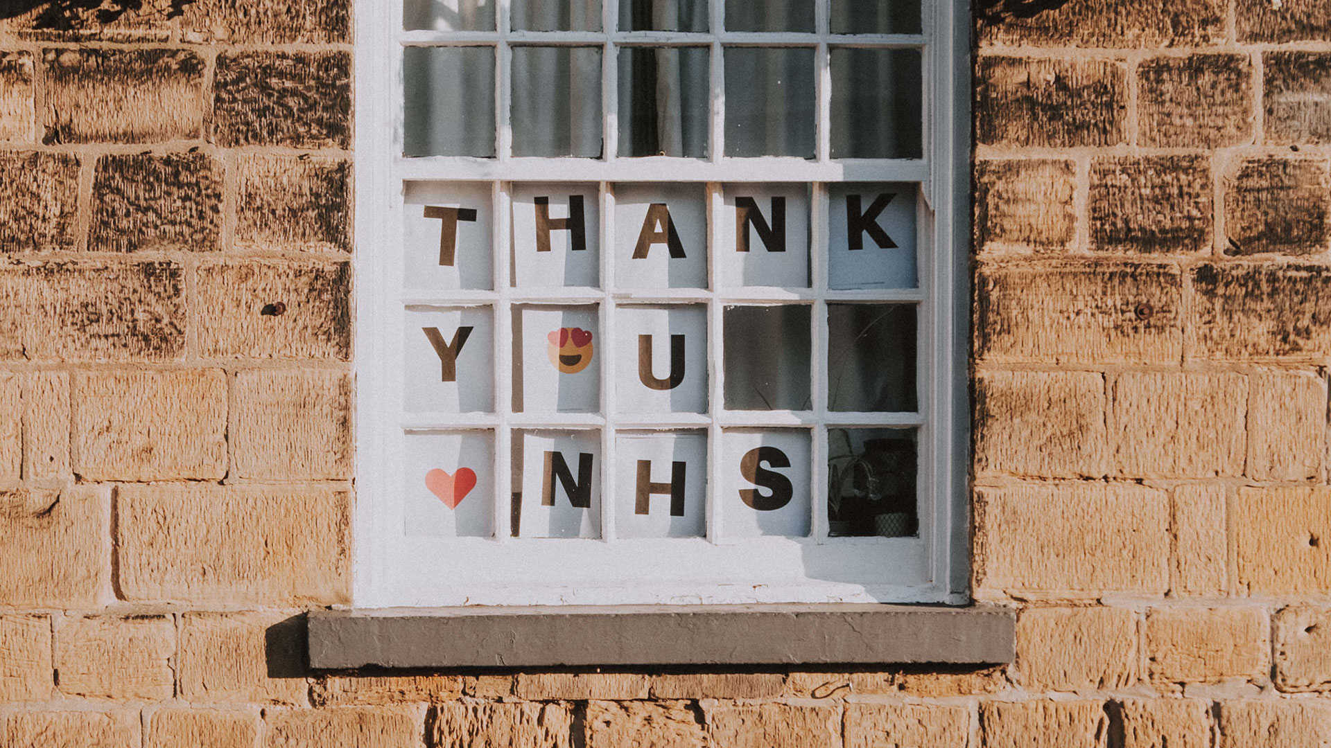 Window with Thank you message for NHS