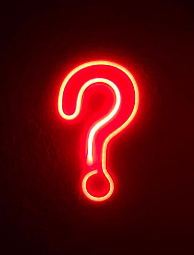 Neon red question mark symbol