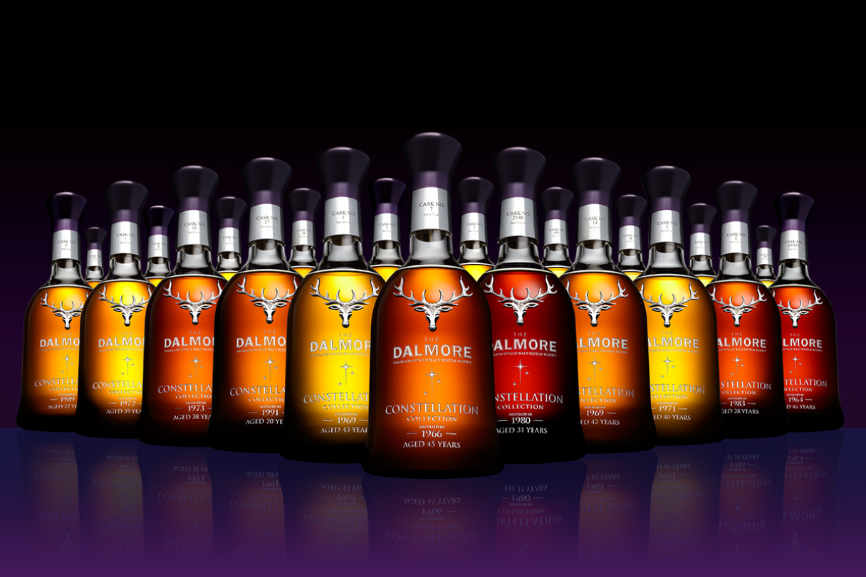 Collection of various Dalmore whiskey bottles