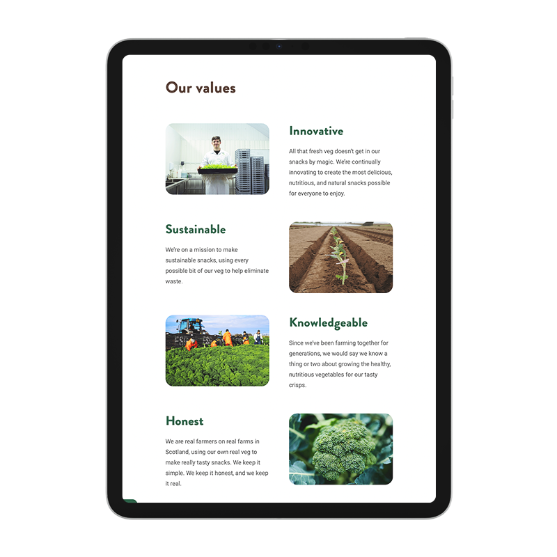 Website on tablet