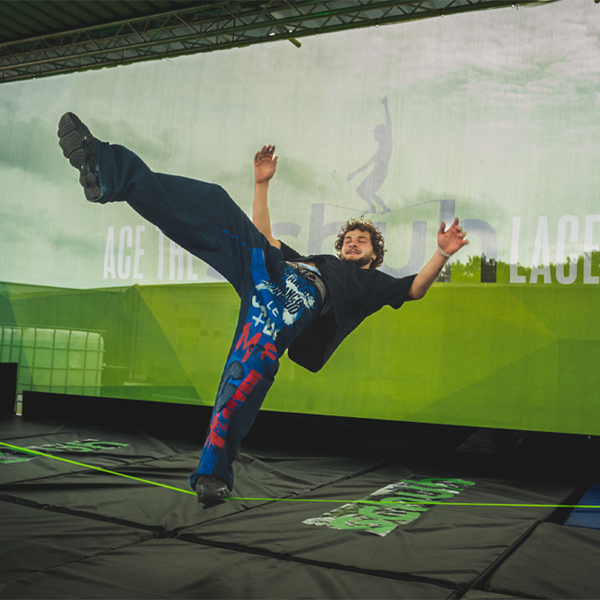 Man jumping on trampoline 