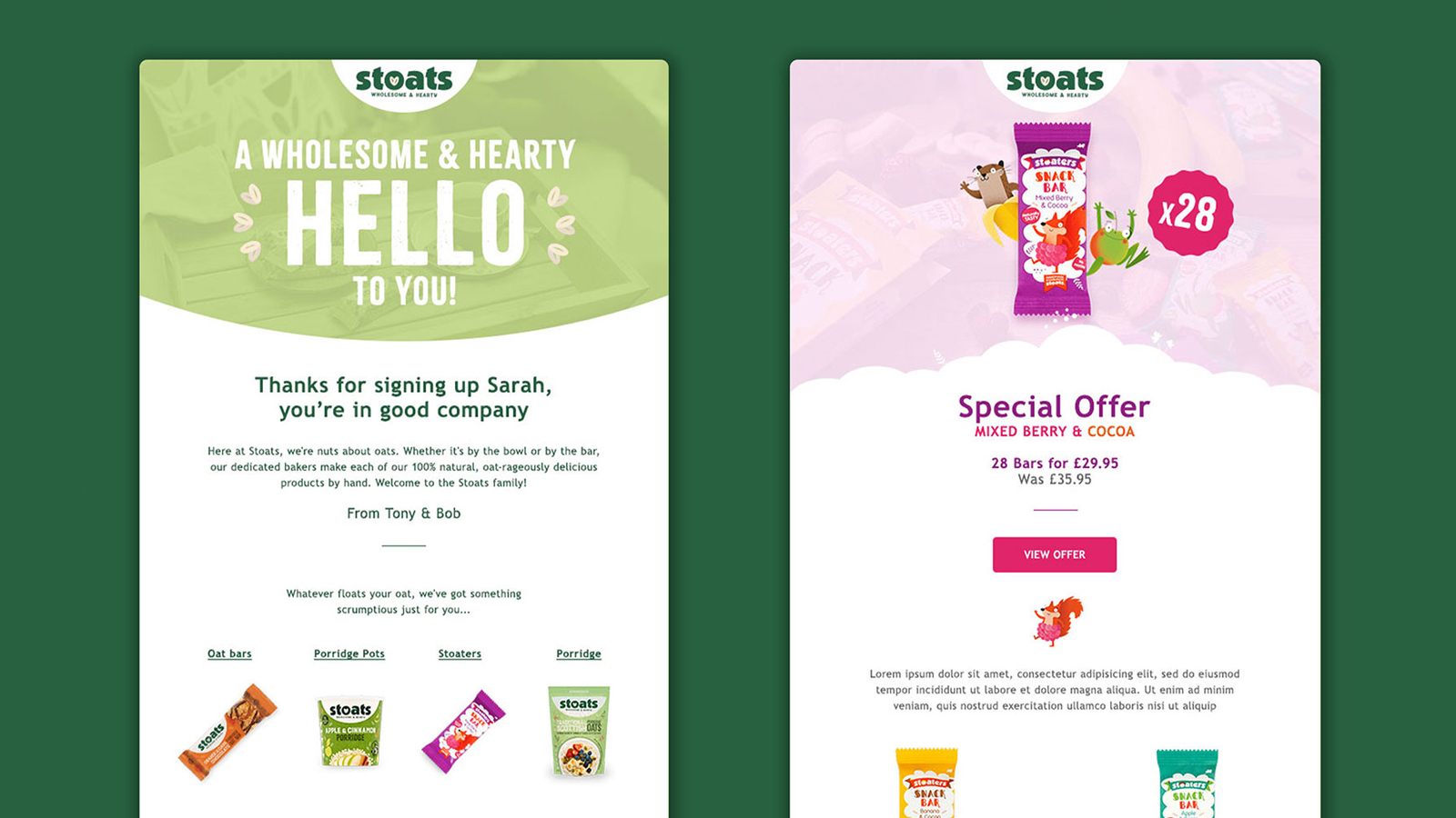 Website designs for stoats