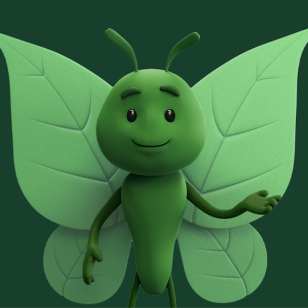 Animated green moth character