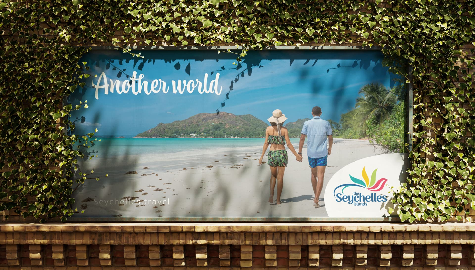 Seychelles Tourism Board advert wall board