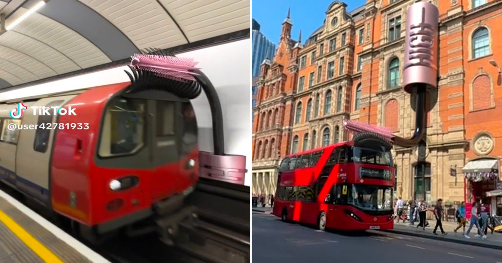 Tube and Bus with marketing Barbie elements attached