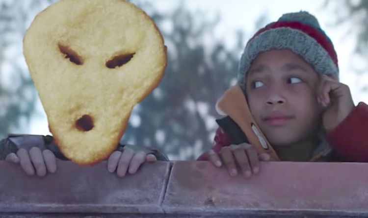 Kid on roof with and another child but with a potato for a head 