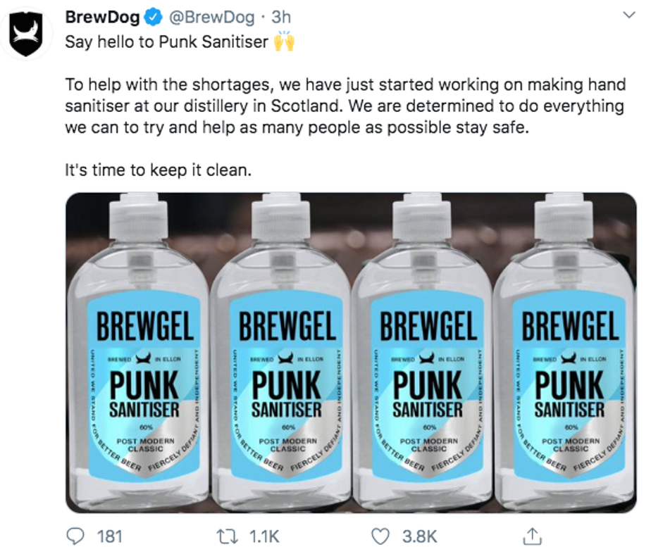 screenshot of a Tweet for Brewdog promotion