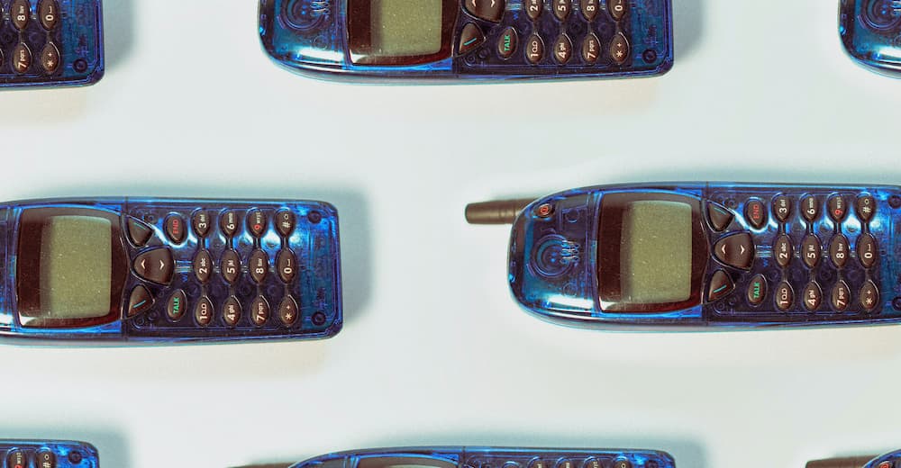 A bunch of old mobile phones 