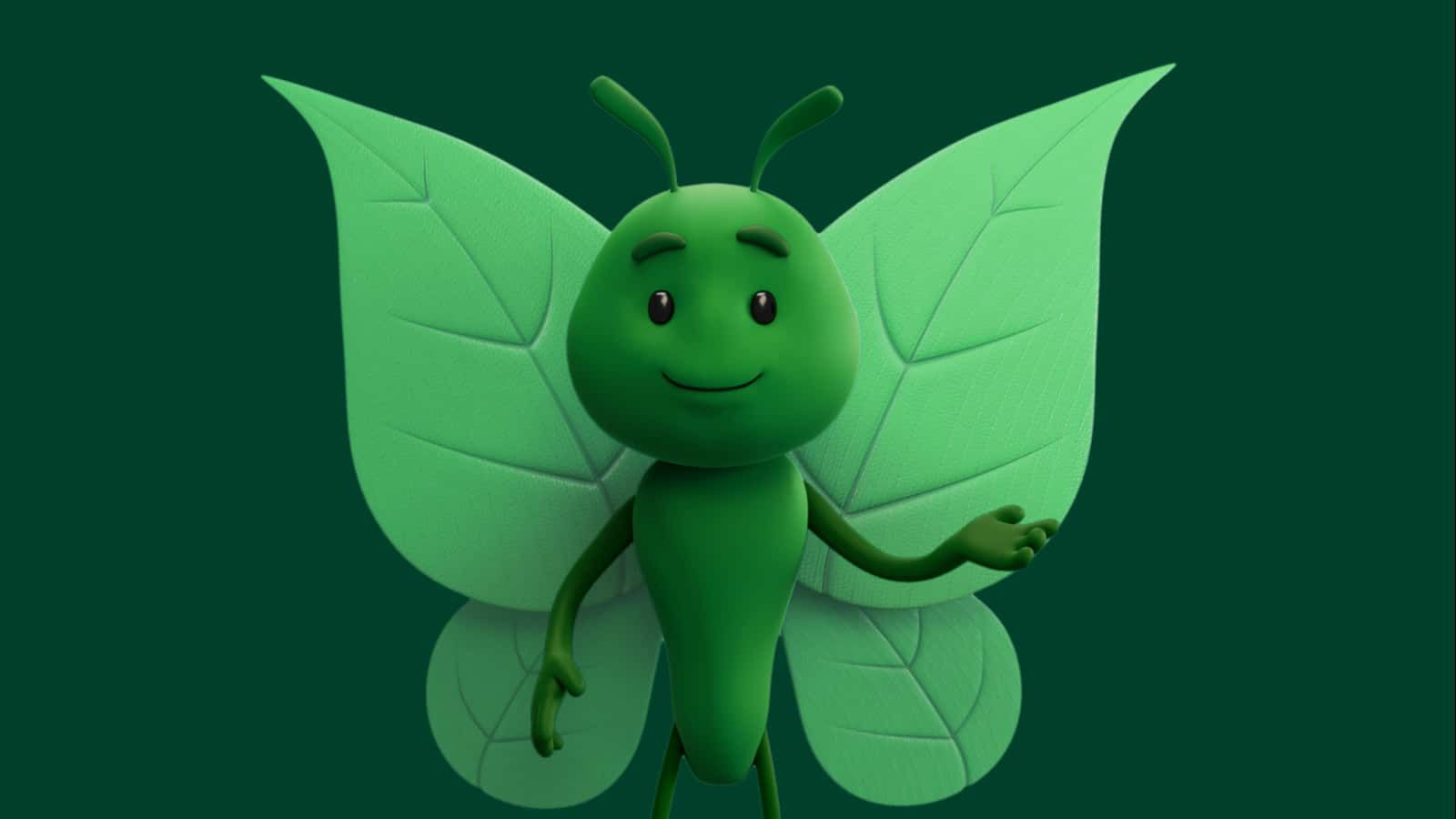 Animated green moth character