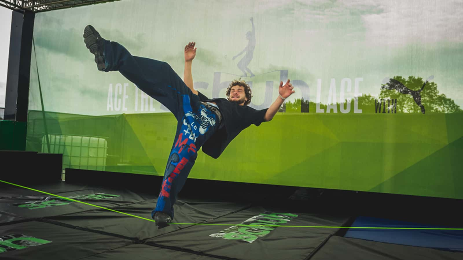 Man jumping on trampoline 