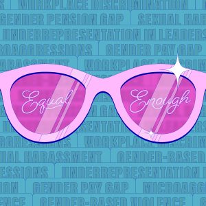 Pink sunglasses on a blue background