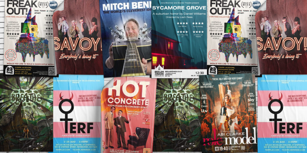 Various fringe posters for acts